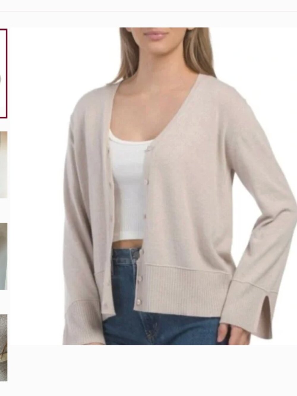 BIANC0 & BLU Women’s Italy Beige Cardigan Cashmere Silk Wool Blend Sweater XL